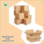 Box Brother 3-Ply Brown Corrugated Carton Box – 4x4x3 Inch Small Shipping Box