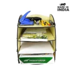"Natural Wood Color Desk Tray – Woodkey India Stationery Organizer"