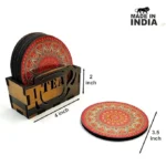 6-piece wooden coaster set with stand