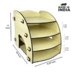 "Natural Wood Color Desk Tray – Woodkey India Stationery Organizer"