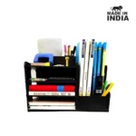 Woodkey Black 4-Tier Wooden Desk Organizer – Front View