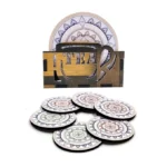 Woodkey Pastel Mandala Wooden Coaster Set – Elegant Minimalist Design