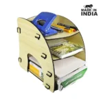 "Natural Wood Color Desk Tray – Woodkey India Stationery Organizer"