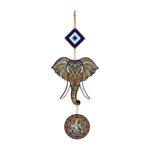 Woodkey Elephant Evil Eye Wall Hanging with Ganesha Symbol – Handmade MDF Decor for Protection, Positivity & Vastu | Home, Door & Office Art Piece