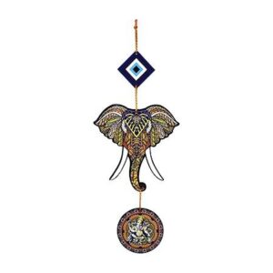 Woodkey Elephant Evil Eye Wall Hanging with Ganesha Symbol – Handmade MDF Decor for Protection, Positivity & Vastu | Home, Door & Office Art Piece
