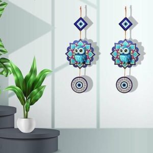 Handmade Owl Evil Eye Wall Hanging – Woodkey Spiritual Home Decor India
