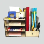 Woodkey Intal Beech 4-Tier Desk Organizer with Books and Files