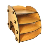 Woodkey Bavarian Beech 4-Tier Desk File Organizer with Mobile Holder