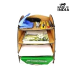 Woodkey Bavarian Beech 4-Tier Desk File Organizer with Mobile Holder
