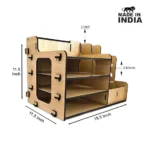 Woodkey Intal Beech 4-Tier Desk Organizer with Books and Files