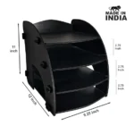 Woodkey Black 4-Tier File Organizer – Angled View"