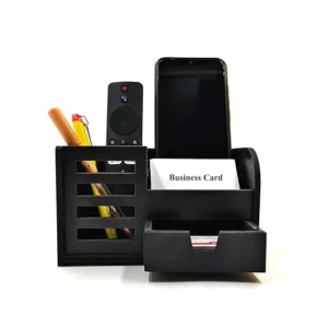 Woodkey Black Wooden Desk Organizer