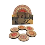 Mandala Wooden Coaster Set - Top View